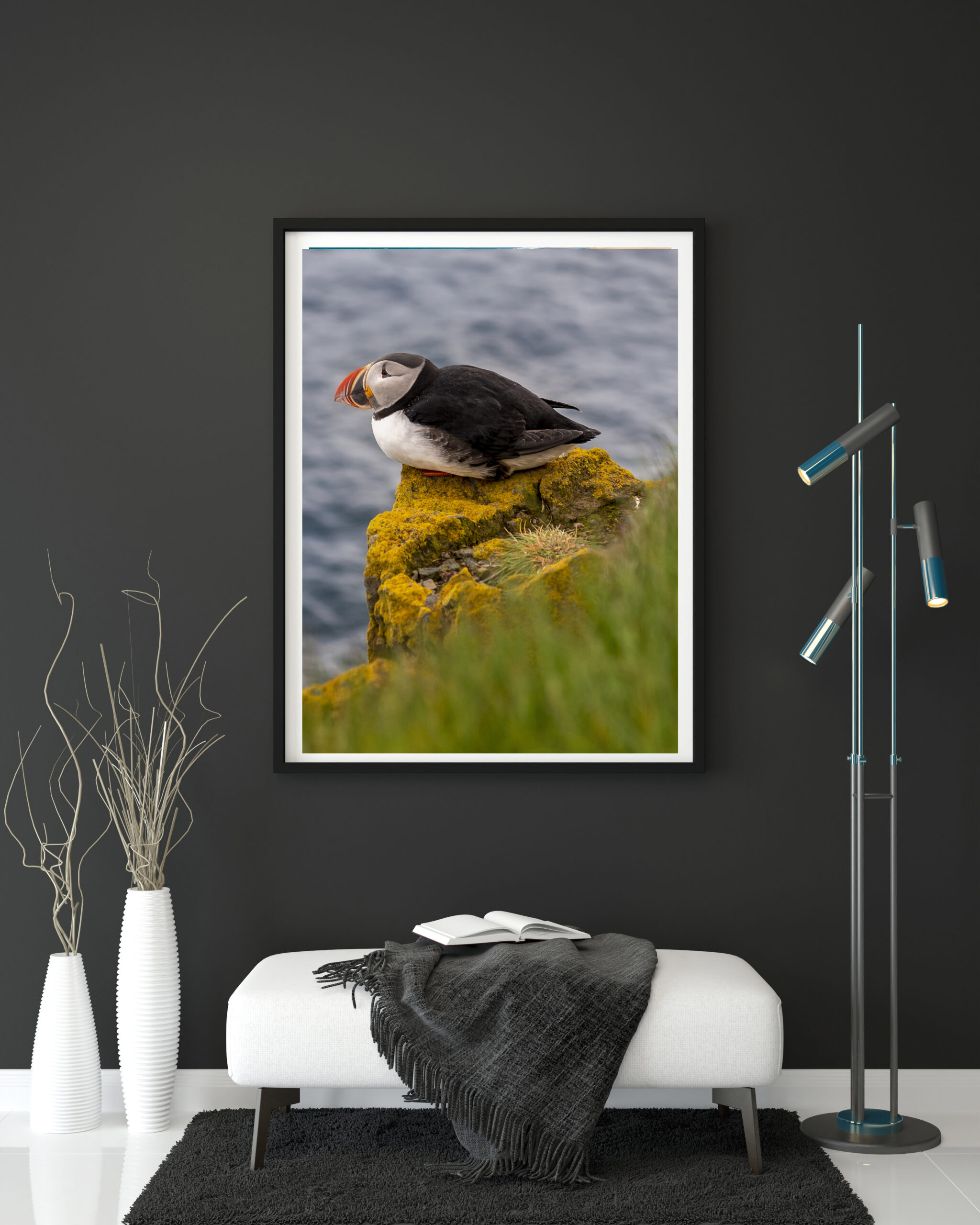 Poster Frame in living room Psd Mockup